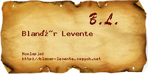 Blanár Levente névjegykártya
